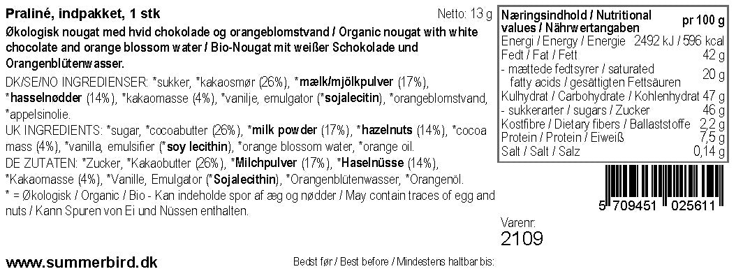 Summerbird Organic Praline Sommerfugl