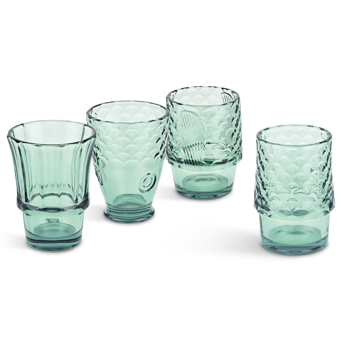 Fiskeglas 4stk sæt, grøn