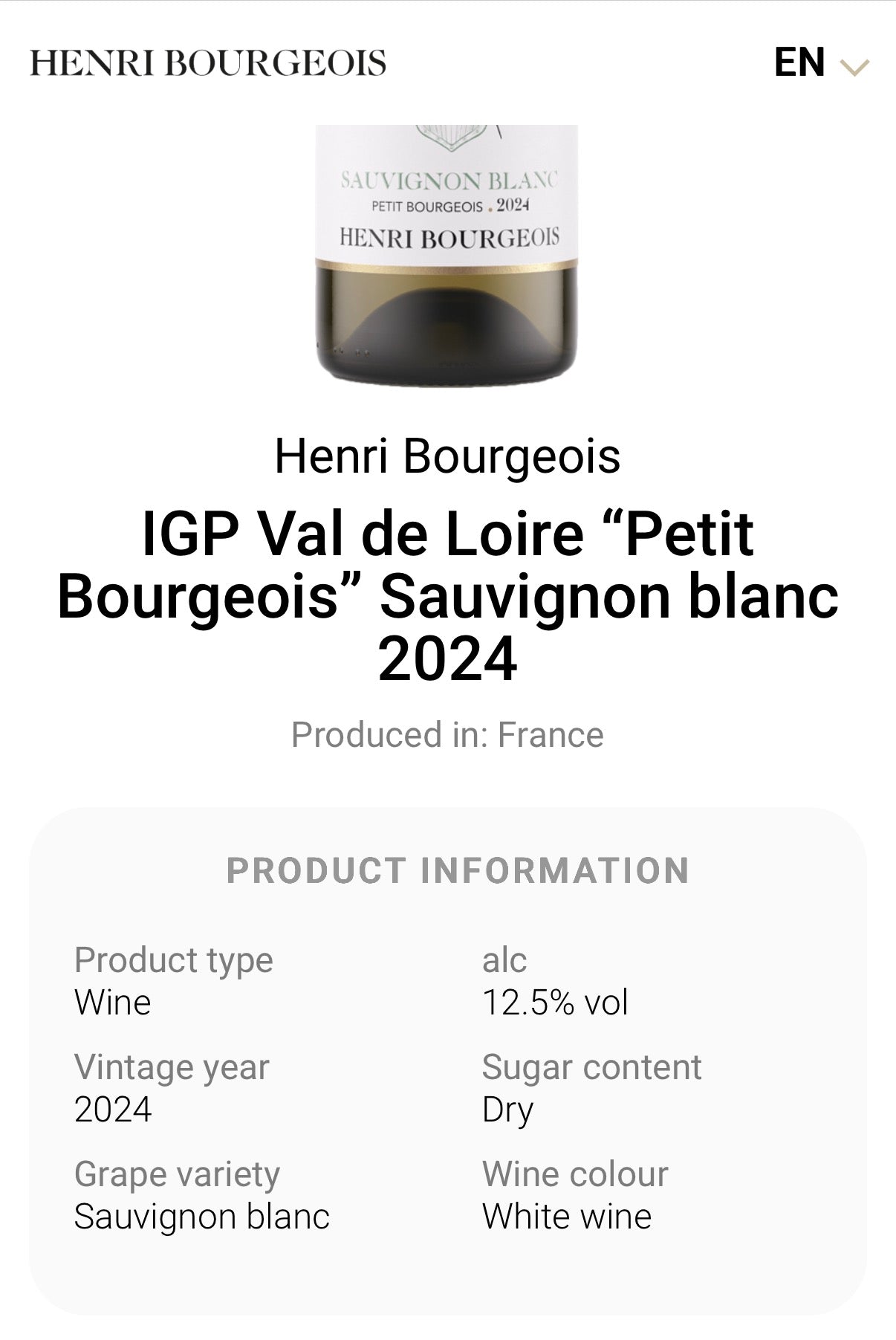 2024 Henri Bourgeois Sauvignon Blanc