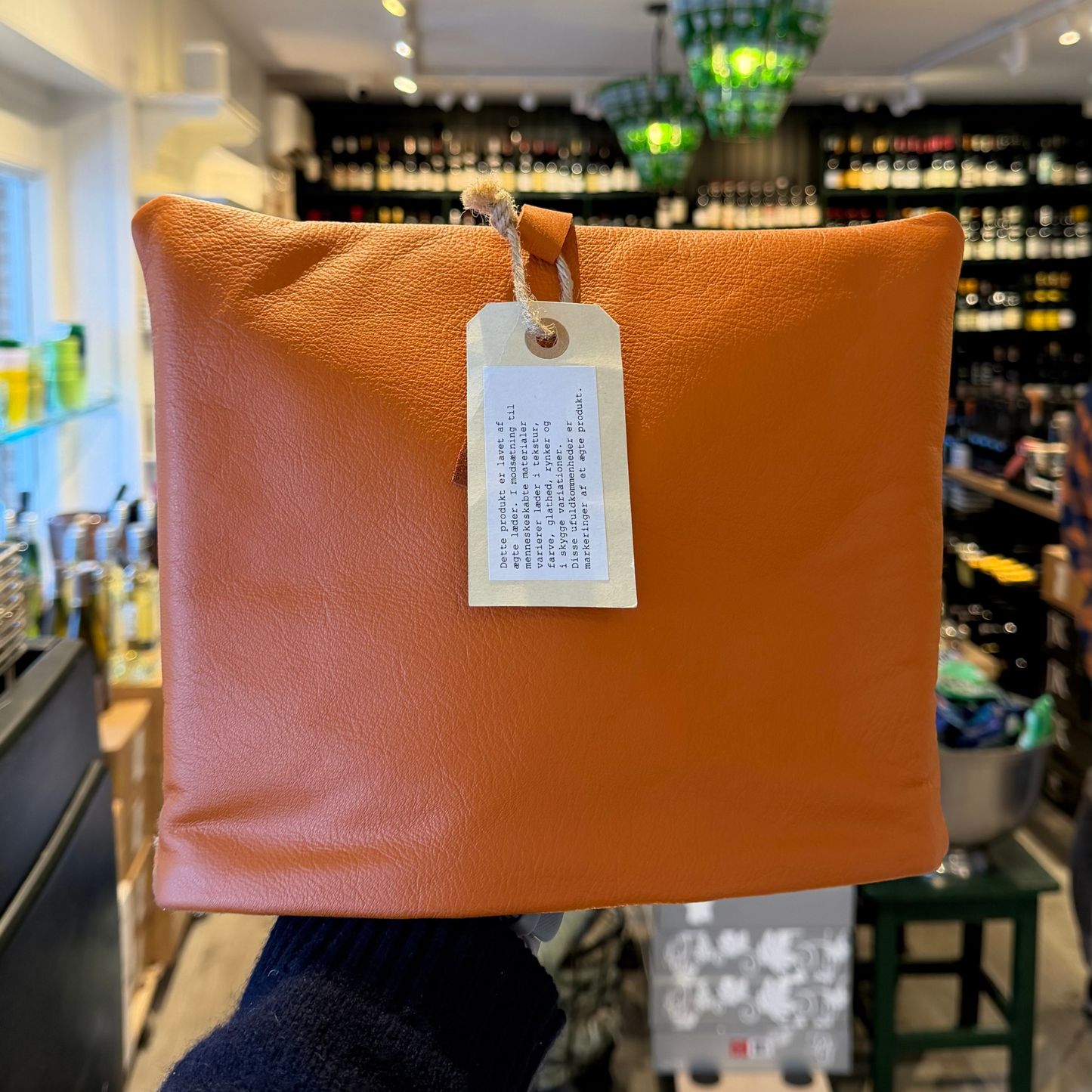 Recraft Tehætte, Skind Orange med blå/hvid prikket for