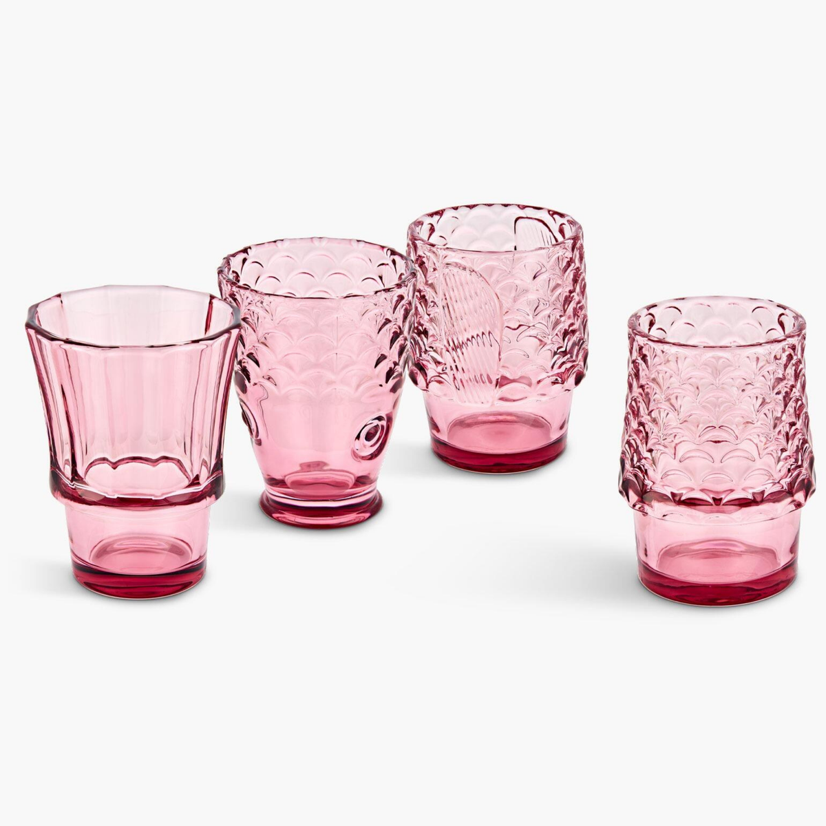 Fiskeglas 4 stk sæt, Pink