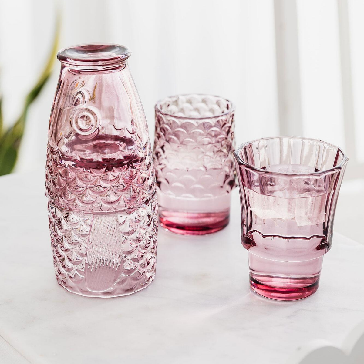 Fiskeglas 4 stk sæt, Pink