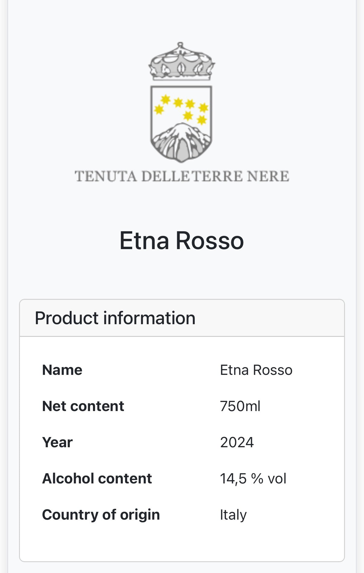 2024 Terre Nere Etna Rosso