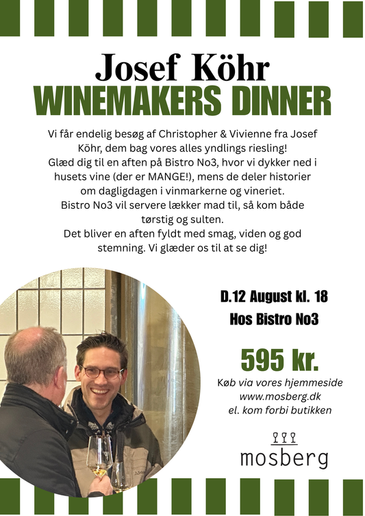 Josef Köhr kommer til Gilleleje! - Winemakers dinner, d. 12 August